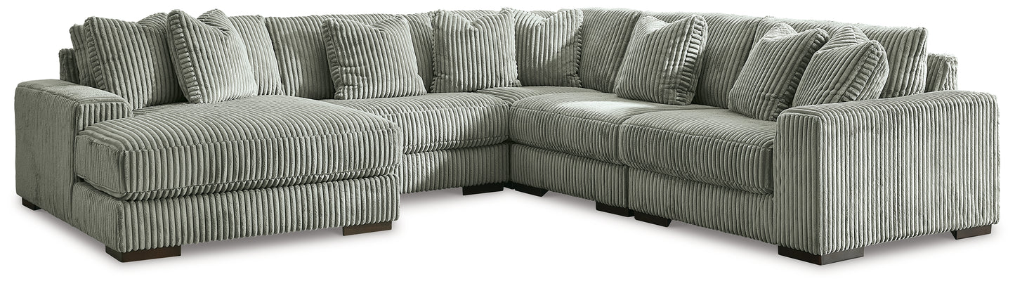 Auburndale Furniture Outlet - Ashley Furniture - Lindyn Sectional - RAF 5-Piece Sectional with Chaise / Fog - 21105S6