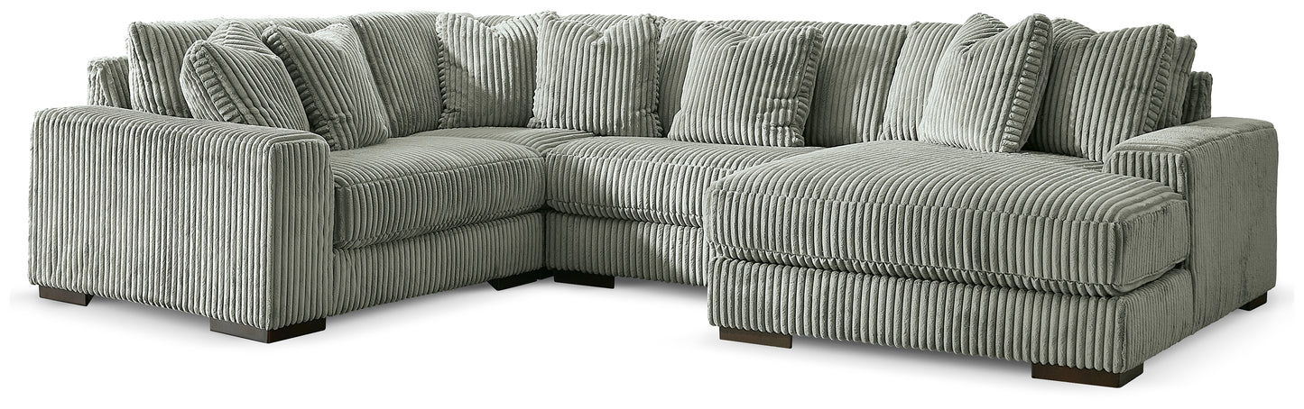Auburndale Furniture Outlet - Ashley Furniture - Lindyn Sectional - RAF 4-Piece Sectional with Chaise / Fog - 21105S15