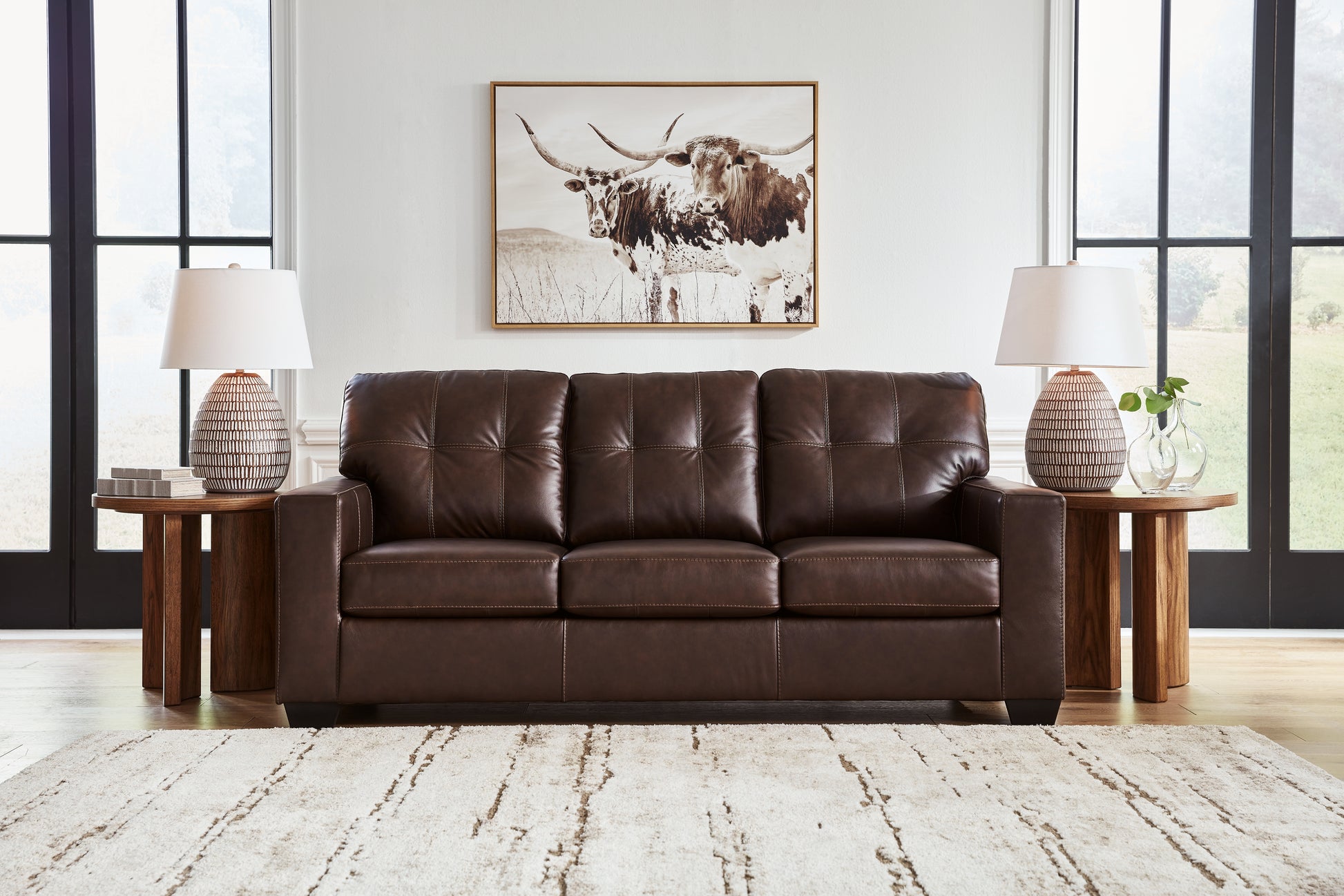 Auburndale Furniture Outlet - Ashley Furniture - Santorine Living Room - Sofa / Dark Brown - 2170638