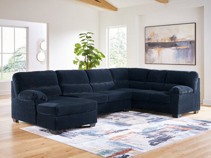 Auburndale Furniture Outlet - Ashley Furniture - SimpleJoy Sectional - RAF 3-Piece Sectional with Chaise / Navy - 24205S1