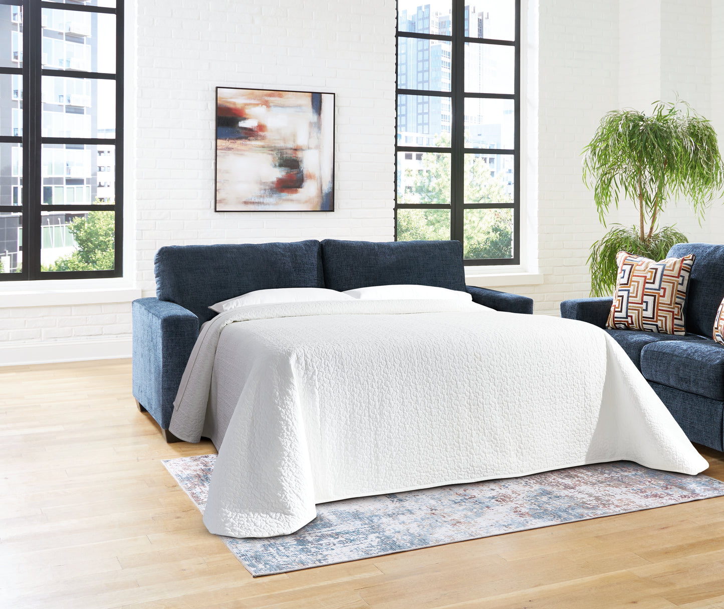 Auburndale Furniture Outlet - Ashley Furniture - Aviemore Living Room - Queen Sofa Sleeper / Ink - 2430339