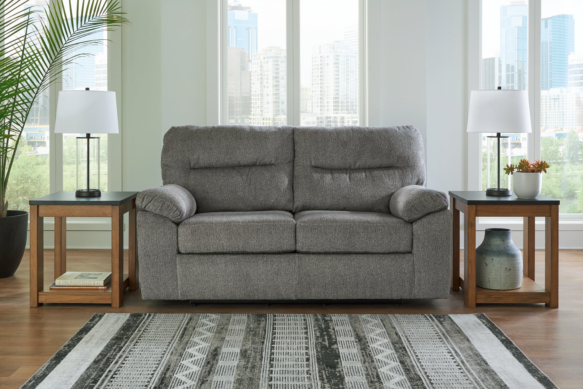 Auburndale Furniture Outlet - Ashley Furniture - Bindura Living Room - Glider Loveseat / Mineral - 3030578
