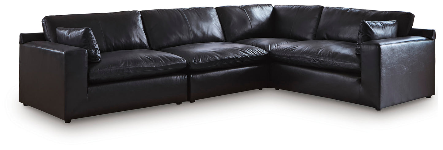 Auburndale Furniture Outlet - Ashley Furniture - Emilia Sectional - RAF 4-Piece Sectional / Black - 30902S3