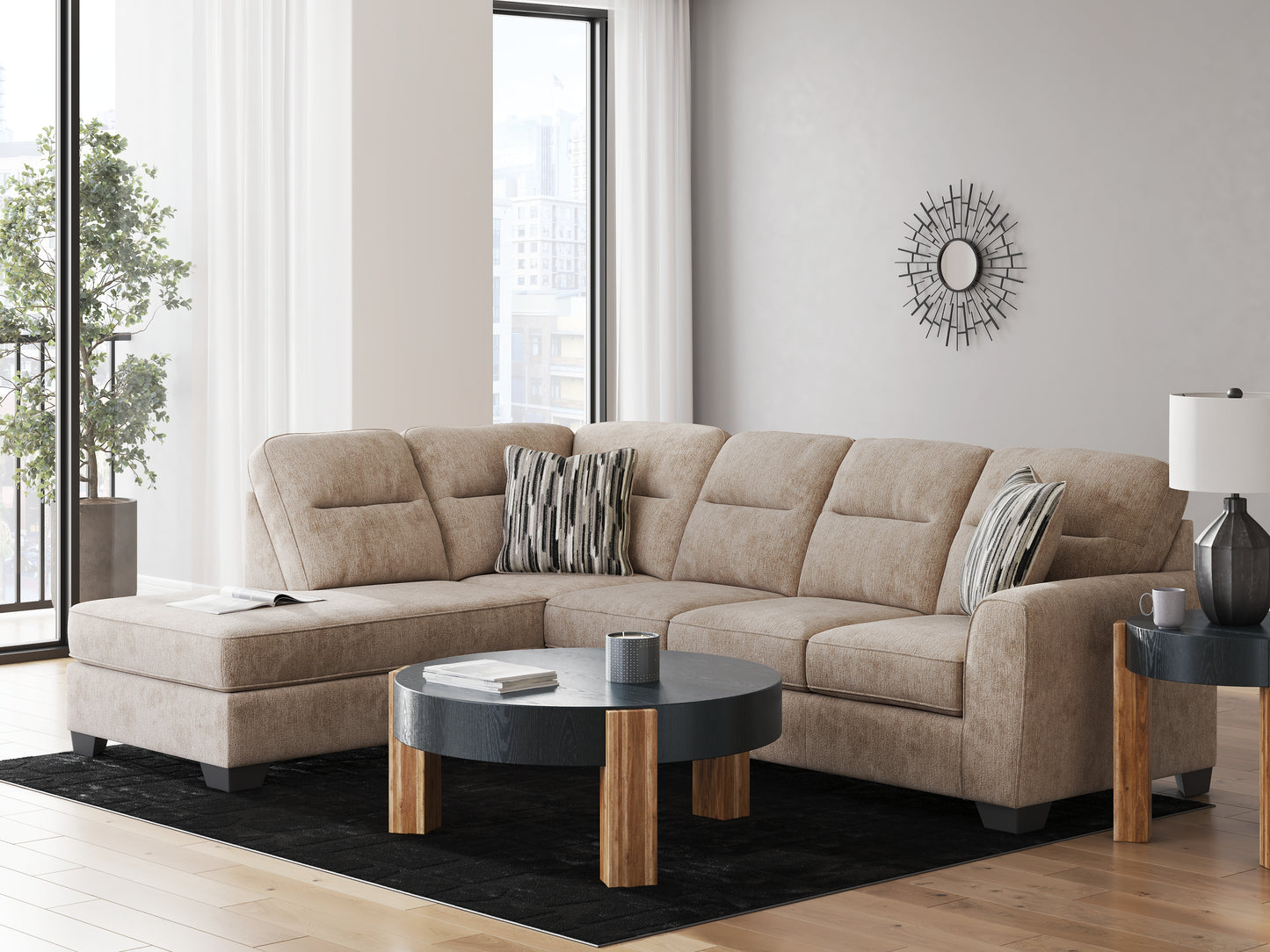 Auburndale Furniture Outlet - Ashley Furniture - Olten Sectional - RAF 2-Piece Sectional with Chaise / Mocha - 31304S1