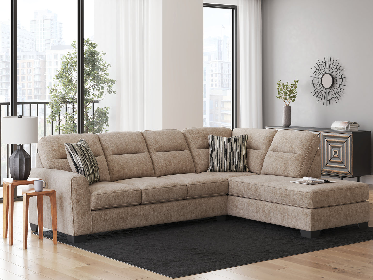 Auburndale Furniture Outlet - Ashley Furniture - Olten Sectional - LAF 2-Piece Sectional with Chaise / Mocha - 31304S2
