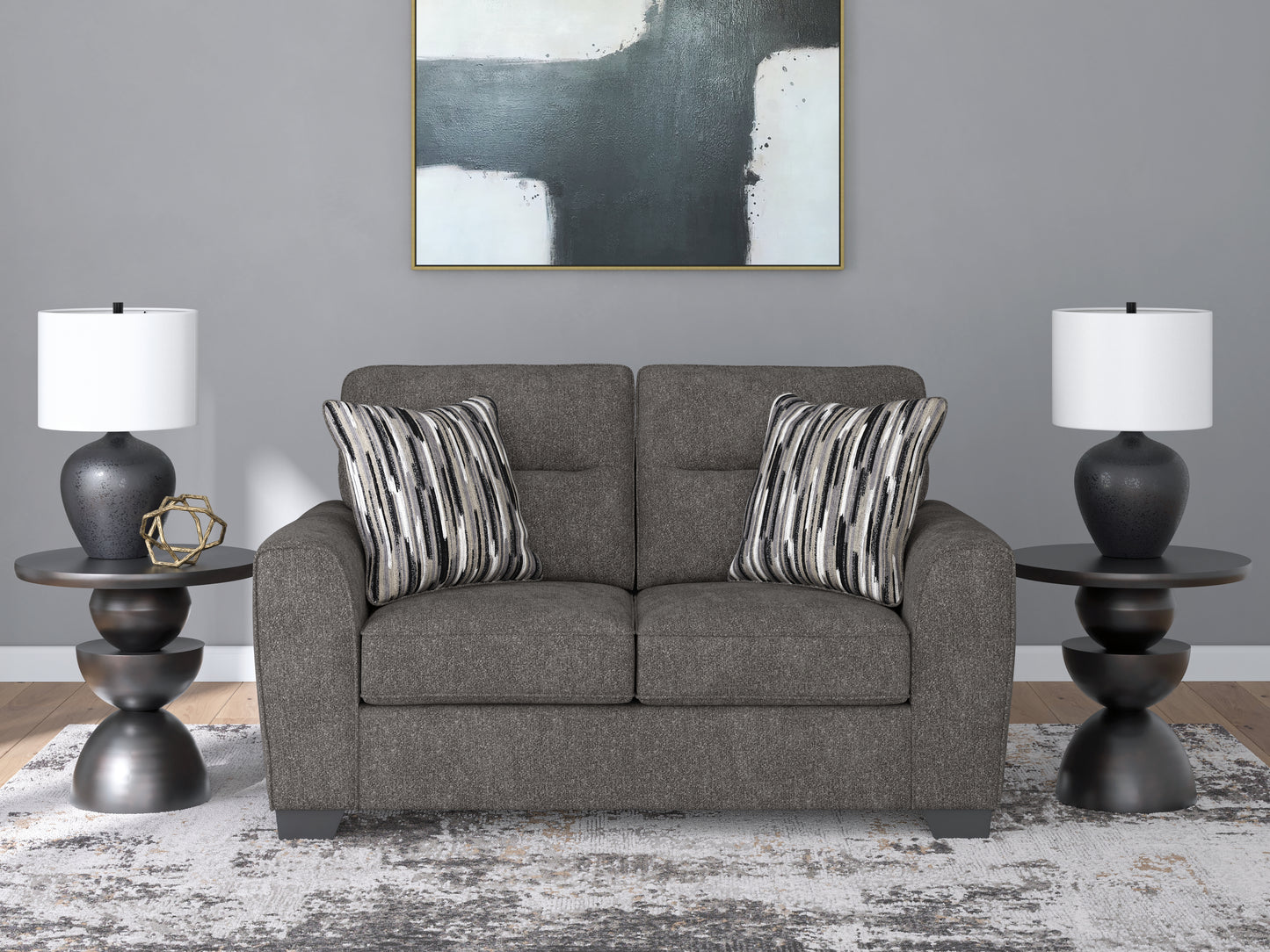 Auburndale Furniture Outlet - Ashley Furniture - Olten Living Room - Loveseat / Graphite - 3130535