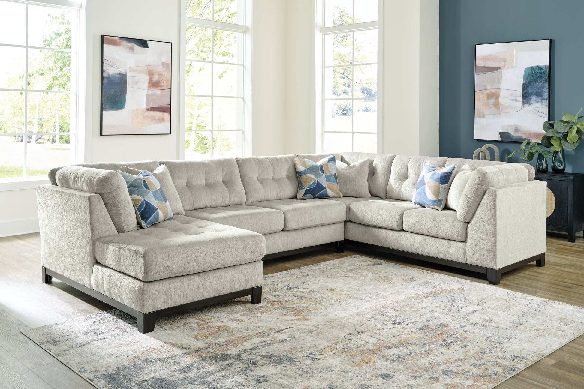 Auburndale Furniture Outlet - Ashley Furniture - Maxon Place Sectional - 3-Piece Sectional with Chaise / Stone - 33004S2