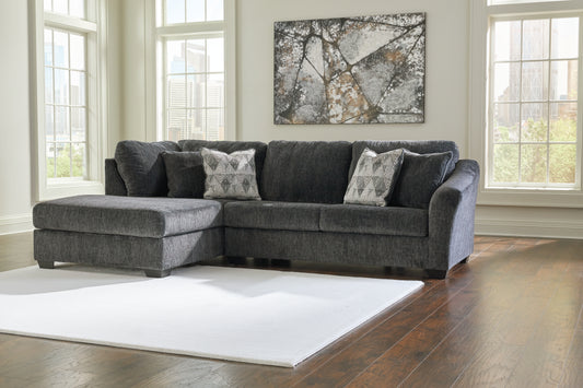 Auburndale Furniture Outlet - Ashley Furniture - Biddeford Sectional - 2-Piece Sleeper Sectional with Chaise / Shadow - 35504S4