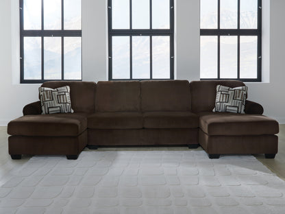Auburndale Furniture Outlet - Ashley Furniture - Kimlee Sectional - RAF 3-Piece Sectional with Double Chaise / Chocolate - PC35603S3