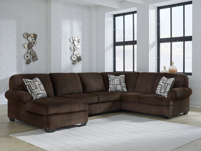 Auburndale Furniture Outlet - Ashley Furniture - Kimlee Sectional - RAF 3-Piece Sectional with Chaise / Chocolate - PC35603S1