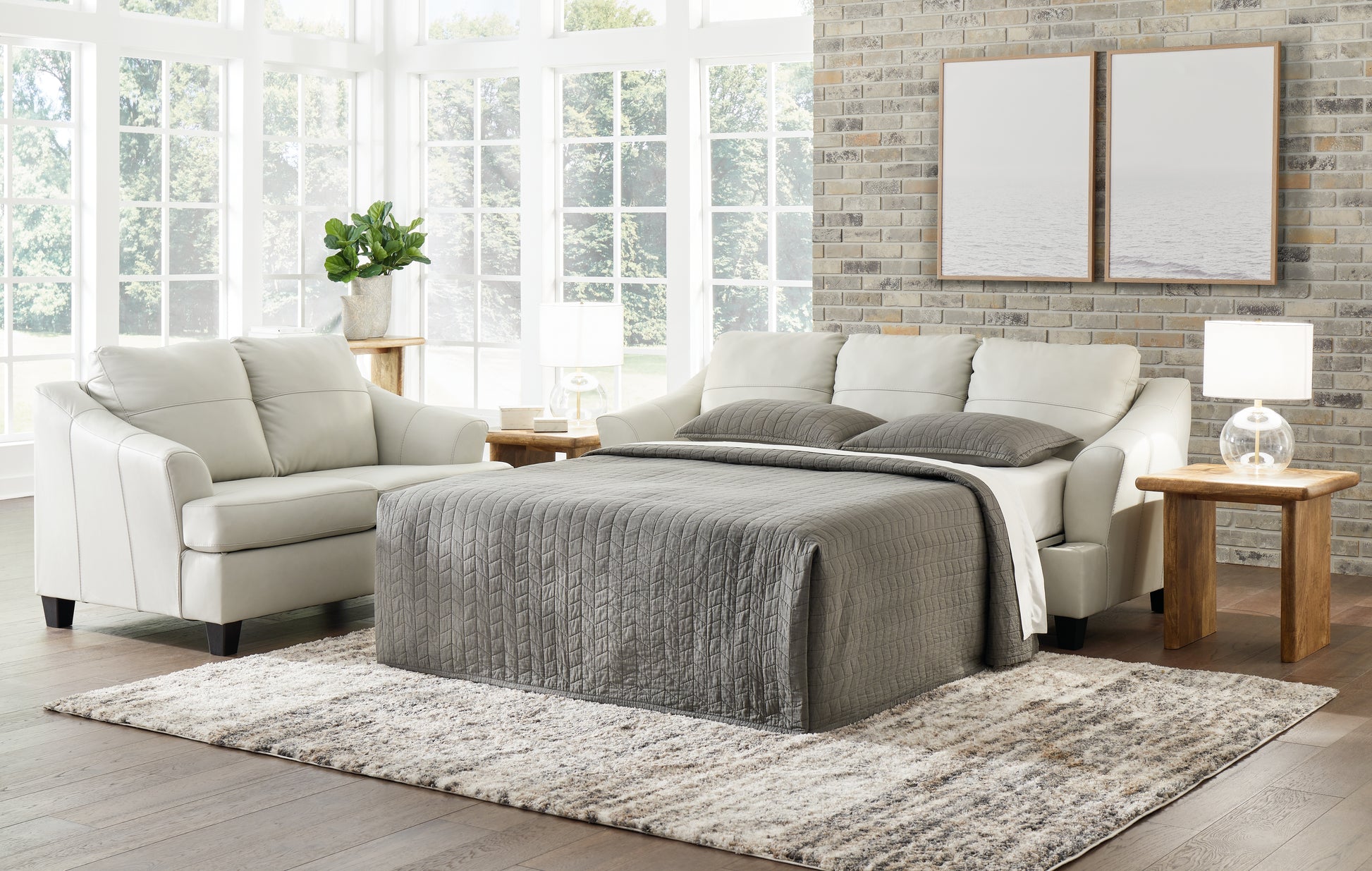 Auburndale Furniture Outlet - Ashley Furniture - Genoa Living Room - Queen Sofa Sleeper / Coconut - 4770439