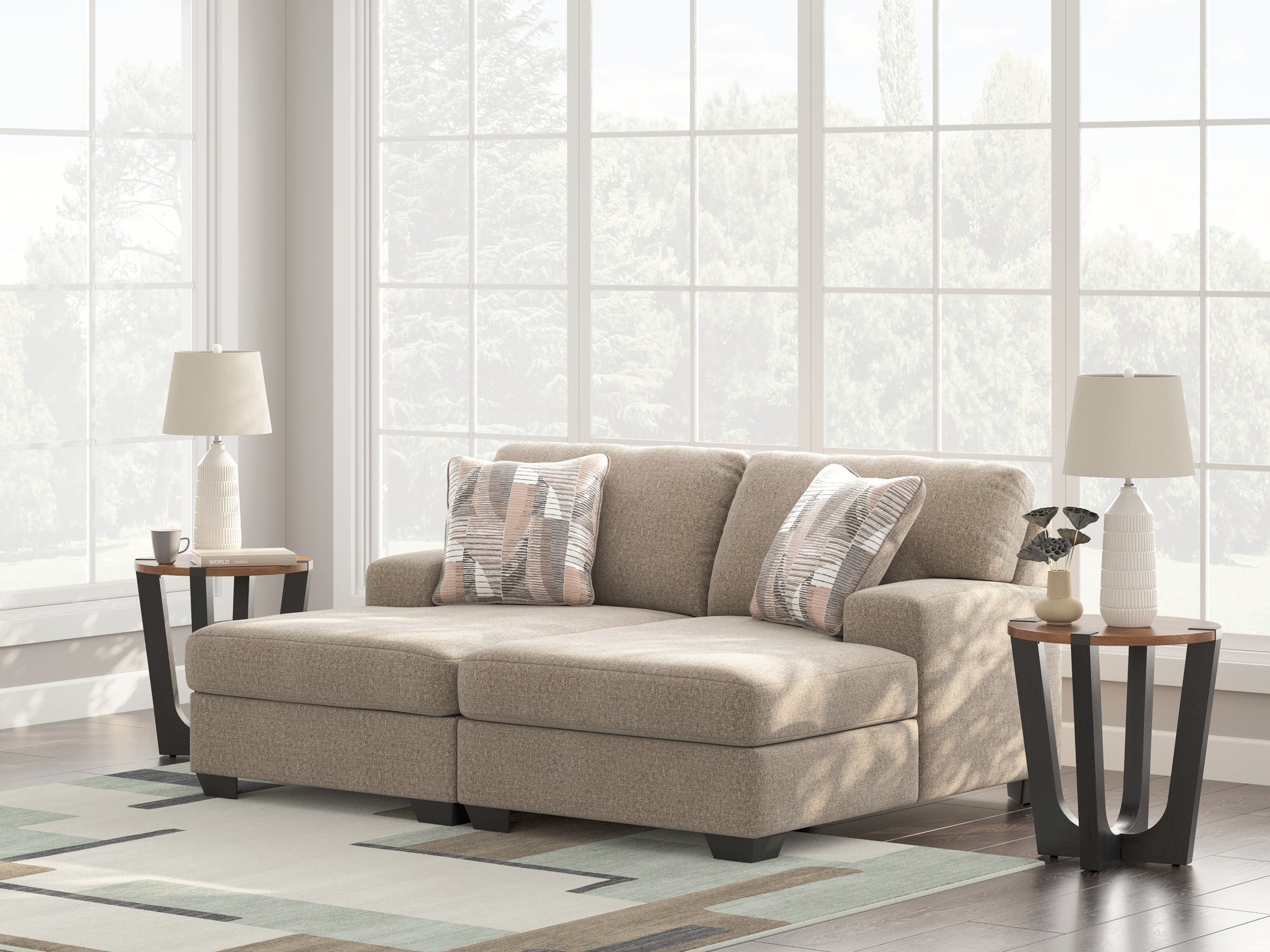 Auburndale Furniture Outlet - Ashley Furniture - Newellen Sectional - RAF 3-Piece Sleeper Sectional with Chaise / Greystone - 48405S5