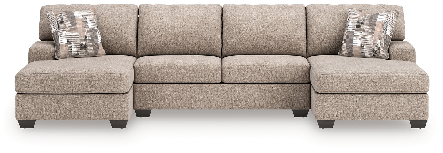 Auburndale Furniture Outlet - Ashley Furniture - Newellen Sectional - RAF 3-Piece Sectional with Double Chaise / Hemp - 48404S3