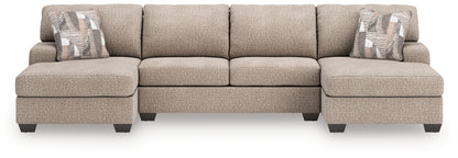 Auburndale Furniture Outlet - Ashley Furniture - Newellen Sectional - RAF 3-Piece Sectional with Double Chaise / Hemp - 48404S3