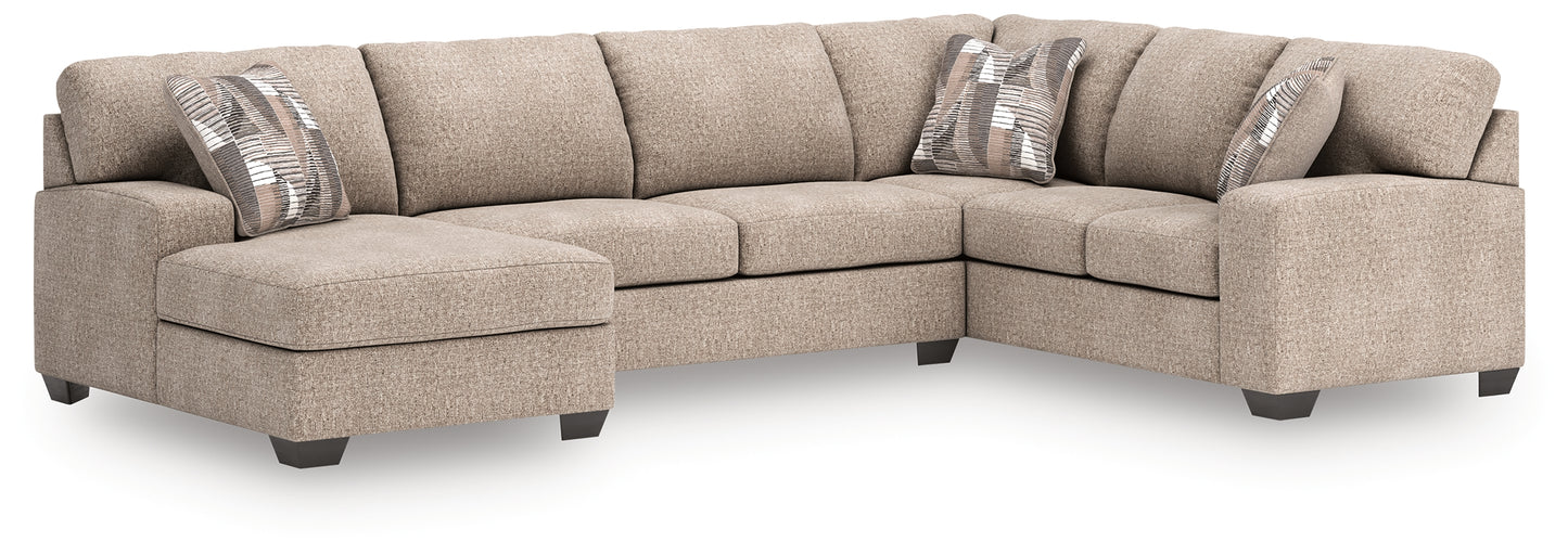 Auburndale Furniture Outlet - Ashley Furniture - Newellen Sectional - RAF 3-Piece Sectional with Chaise / Hemp - 48404S1