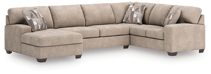 Auburndale Furniture Outlet - Ashley Furniture - Newellen Sectional - RAF 3-Piece Sectional with Chaise / Hemp - 48404S1