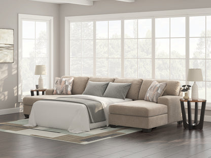 Auburndale Furniture Outlet - Ashley Furniture - Newellen Sectional - RAF 3-Piece Sleeper Sectional with Double Chaise / Hemp - 48404S7
