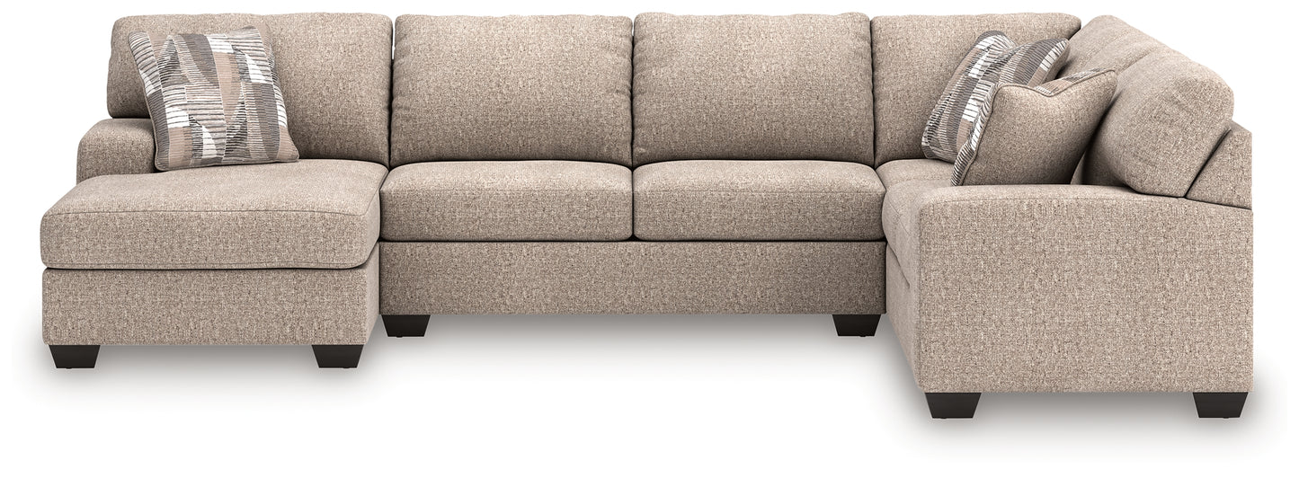 Auburndale Furniture Outlet - Ashley Furniture - Newellen Sectional - RAF 3-Piece Sleeper Sectional with Chaise / Hemp - 48404S5