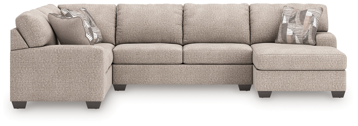 Auburndale Furniture Outlet - Ashley Furniture - Newellen Sectional - LAF 3-Piece Sleeper Sectional with Chaise / Hemp - 48404S6