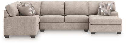 Auburndale Furniture Outlet - Ashley Furniture - Newellen Sectional - LAF 3-Piece Sleeper Sectional with Chaise / Hemp - 48404S6