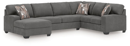 Auburndale Furniture Outlet - Ashley Furniture - Newellen Sectional - RAF 3-Piece Sectional with Chaise / Greystone - 48405S1