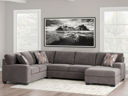Auburndale Furniture Outlet - Ashley Furniture - Newellen Sectional - LAF 3-Piece Sectional with Chaise / Greystone - 48405S2