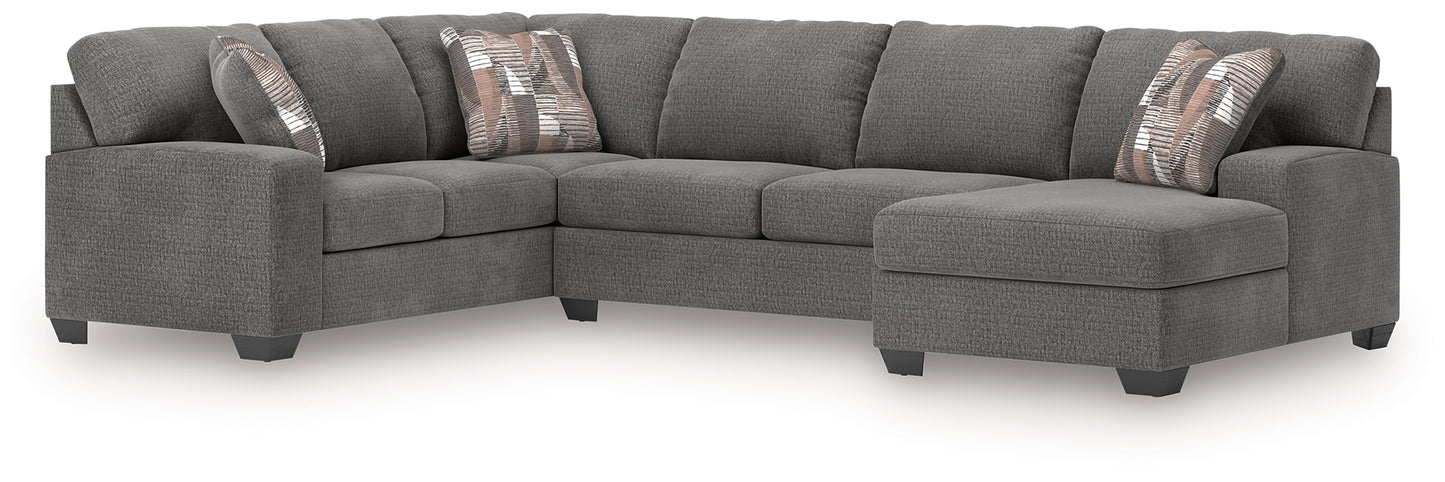 Auburndale Furniture Outlet - Ashley Furniture - Newellen Sectional - LAF 3-Piece Sleeper Sectional with Chaise / Greystone - 48405S6