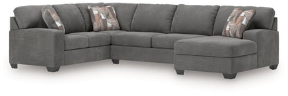 Auburndale Furniture Outlet - Ashley Furniture - Newellen Sectional - LAF 3-Piece Sleeper Sectional with Chaise / Greystone - 48405S6