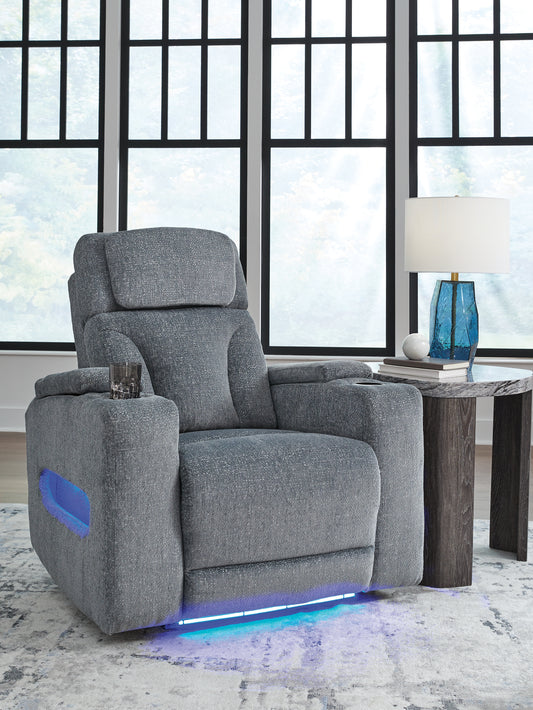 Auburndale Furniture Outlet - Ashley Furniture - Studio Cave Living Room - PWR REC Sofa with ADJ Headrest / Steel - PC4980215