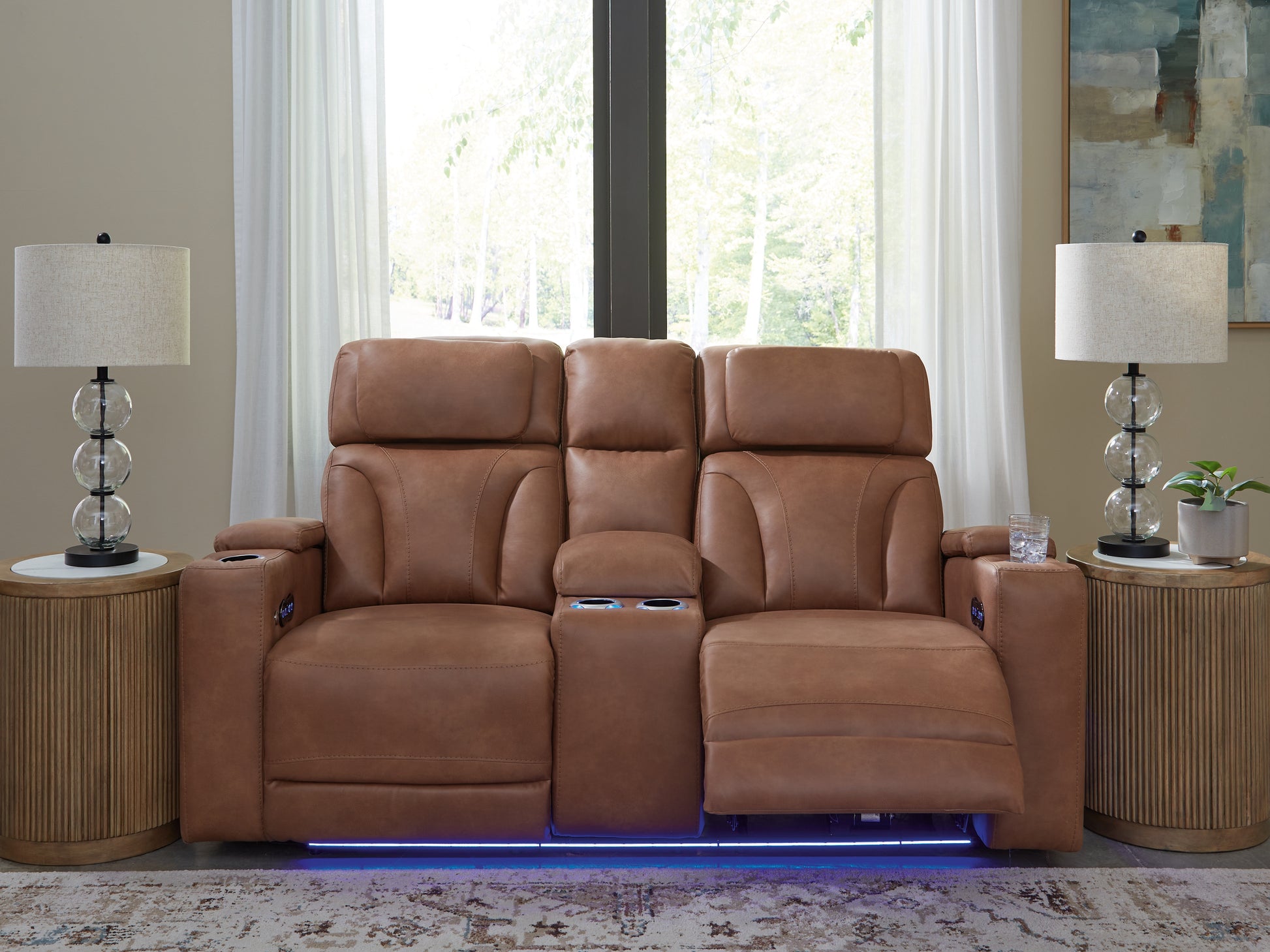 Auburndale Furniture Outlet - Ashley Furniture - Clean-Slate Living Room - PWR Recliner/ADJ Headrest / Caramel - PC5010113