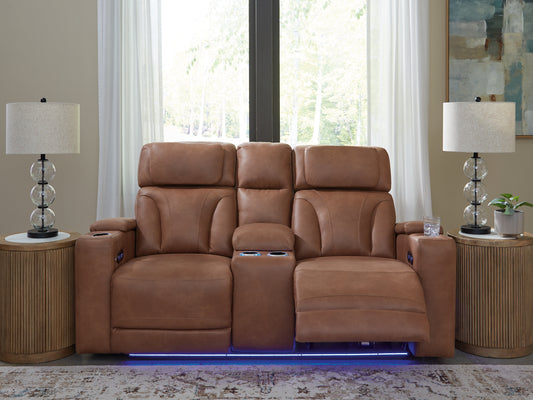 Auburndale Furniture Outlet - Ashley Furniture - Clean-Slate Living Room - PWR Recliner/ADJ Headrest / Caramel - PC5010113