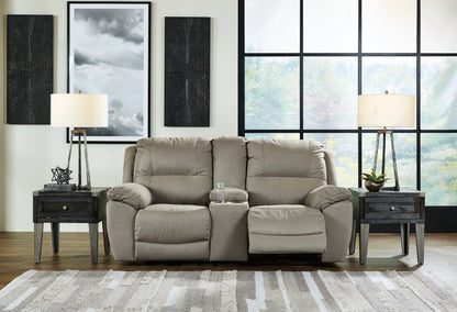 Auburndale Furniture Outlet - Ashley Furniture - Next-Gen Gaucho Living Room - DBL REC PWR Loveseat w/Console / Putty - 5420396