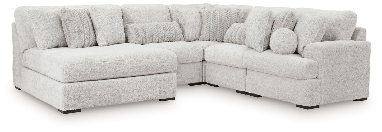 Auburndale Furniture Outlet - Ashley Furniture - Cuddle Plush Sectional - 5-Piece Sectional with Chaise / Arctic - PC59106S11