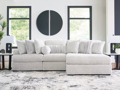 Auburndale Furniture Outlet - Ashley Furniture - Cuddle Plush Sectional - RAF 3-Piece Sectional with Chaise / Arctic - PC59106S1