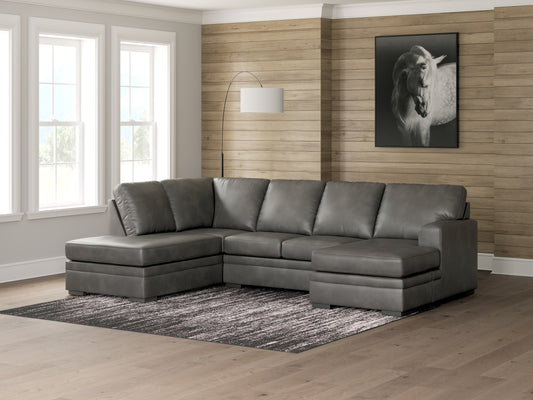 Auburndale Furniture Outlet - Ashley Furniture - Lofton-Pike Sectional - RAF 2-Piece Sectional with Chaise / Shadow - PC61610S2
