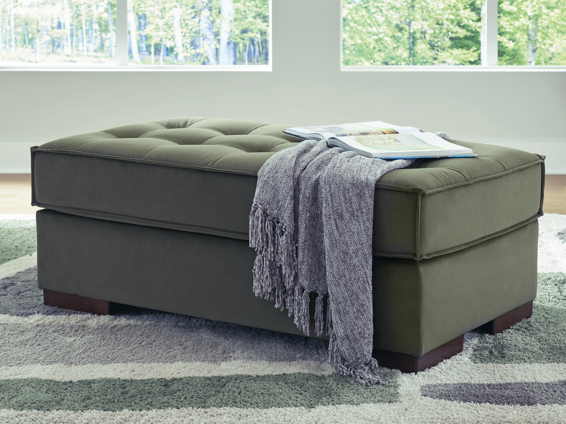 Auburndale Furniture Outlet - Ashley Furniture - Caspian-Town Living Room - Oversized Accent Ottoman / Olive - PC6170208