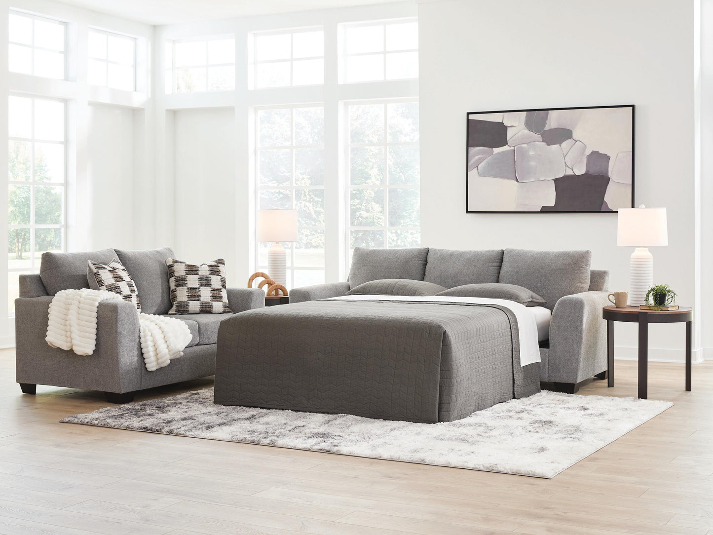 Auburndale Furniture Outlet - Ashley Furniture - Loreo Living Room - Queen Sofa Sleeper / Flint - 6310339