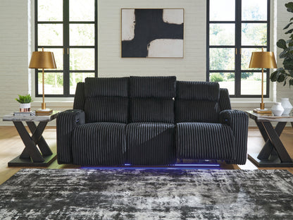 Auburndale Furniture Outlet - Ashley Furniture - Forest Lake Living Room - PWR REC Sofa with ADJ Headrest / Black - PC6420215