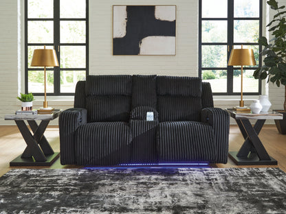 Auburndale Furniture Outlet - Ashley Furniture - Forest Lake Living Room - PWR REC Loveseat/CON/ADJ HDRST / Black - PC6420218