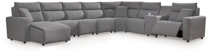 Auburndale Furniture Outlet - Ashley Furniture - ModMax II Sectional - 8-Piece Power Reclining Sectional with Console / Salt and Pepper - 65906S47