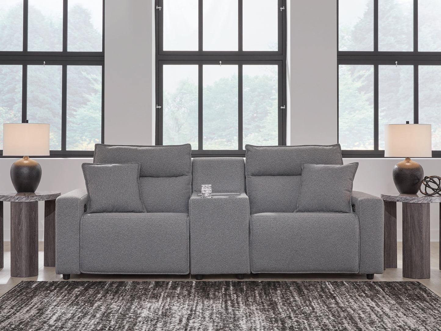 Auburndale Furniture Outlet - Ashley Furniture - ModMax II Sectional - 3-Piece Power Reclining Sectional with Console / Salt and Pepper - 65906S3