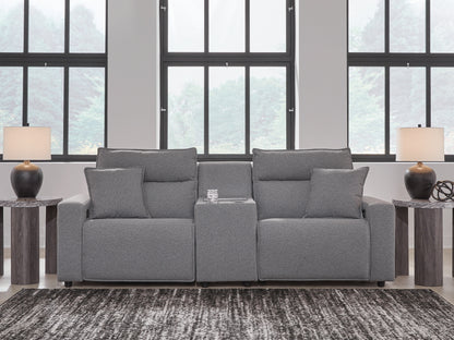 Auburndale Furniture Outlet - Ashley Furniture - ModMax II Sectional - 3-Piece Power Reclining Sectional with Console / Salt and Pepper - 65906S3