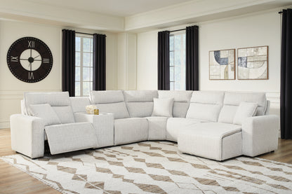 Auburndale Furniture Outlet - Ashley Furniture - ModMax II Sectional - 6-Piece Power Reclining Sectional with Chaise and Console / Stone - 65907S6