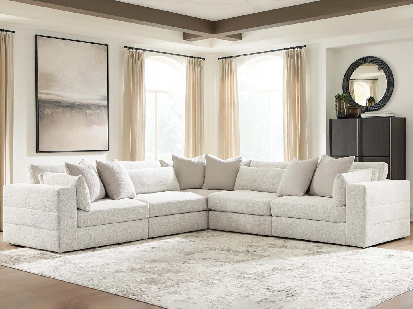 Auburndale Furniture Outlet - Ashley Furniture - Ashbourne Estate Sectional - RAF 5-Piece Sectional - PC66004S17