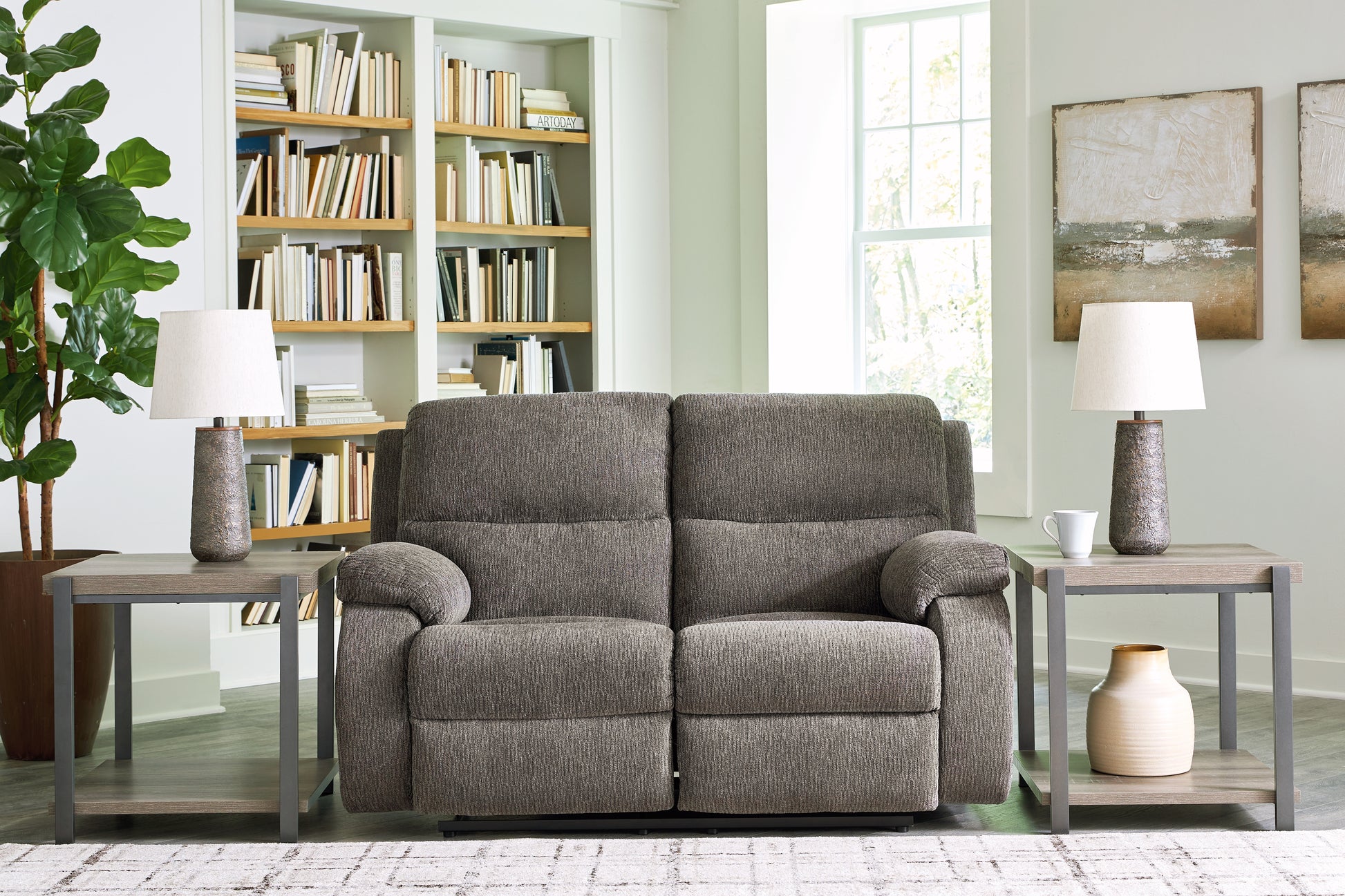 Auburndale Furniture Outlet - Ashley Furniture - Scranto Living Room - Reclining Loveseat / Brindle - 6650286