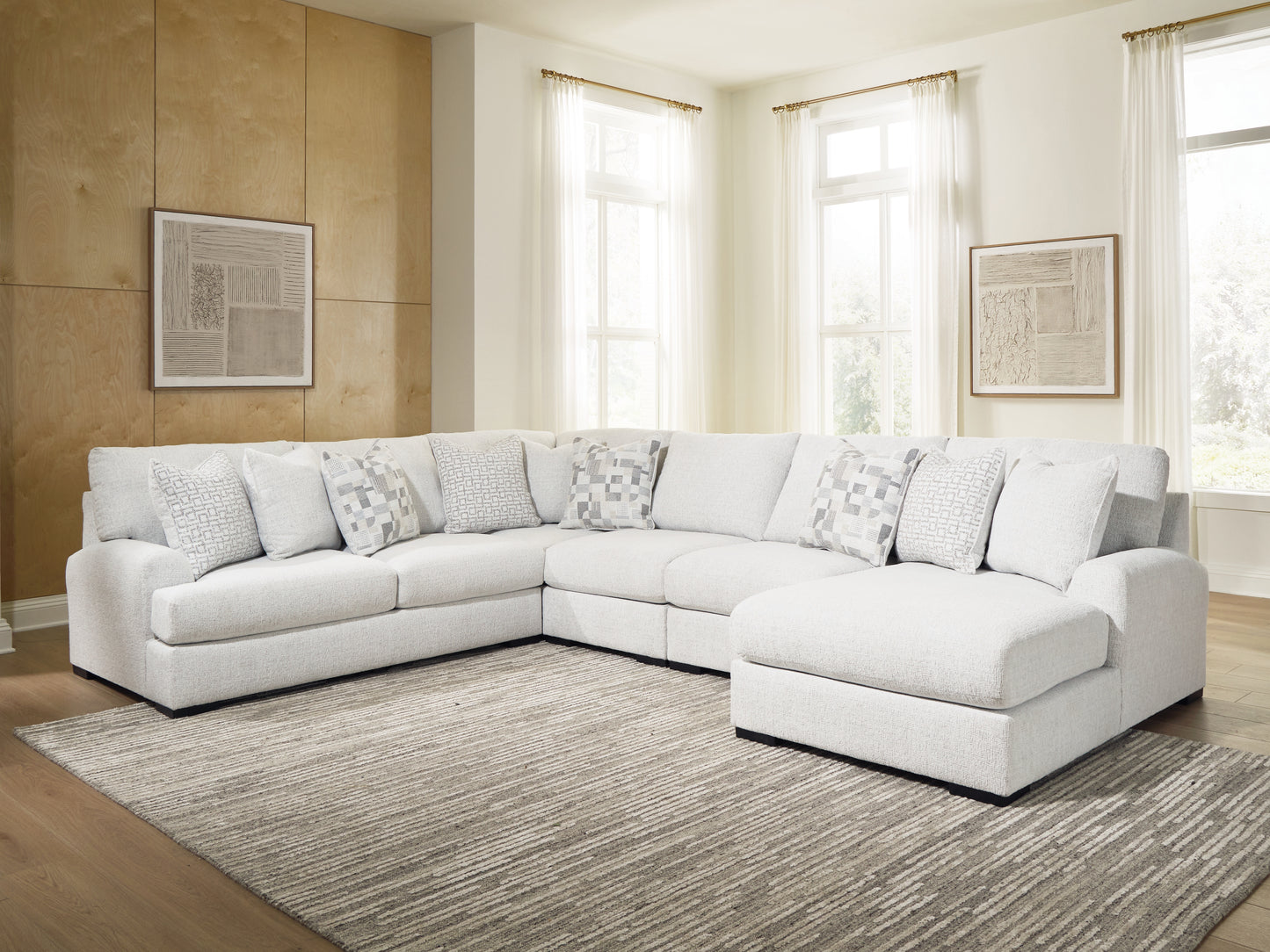 Auburndale Furniture Outlet - Ashley Furniture - Misty-Lakes Sectional - 5-Piece Sectional with Chaise / Chalk - PC66906S11
