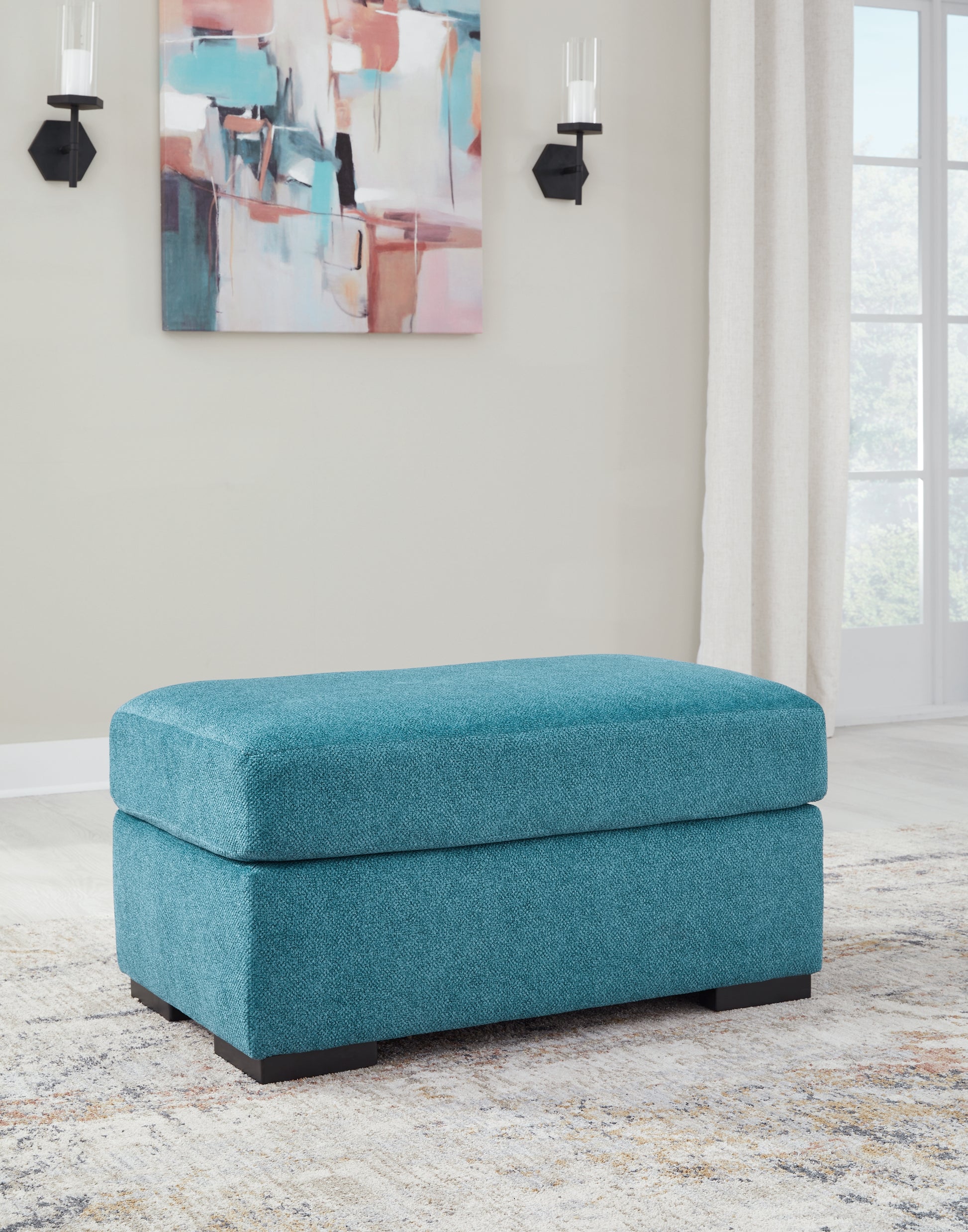 Auburndale Furniture Outlet - Ashley Furniture - Keerwick Living Room - Ottoman / Teal - 6750714