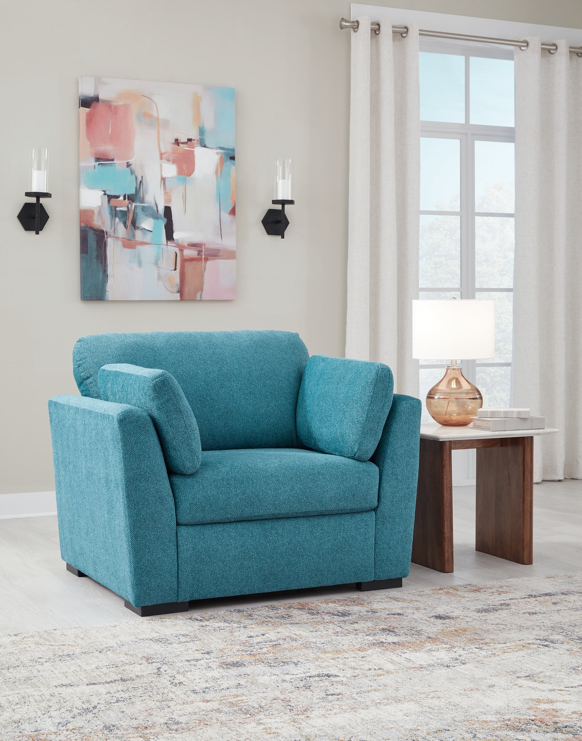 Auburndale Furniture Outlet - Ashley Furniture - Keerwick Living Room - Chair and a Half / Teal - 6750723