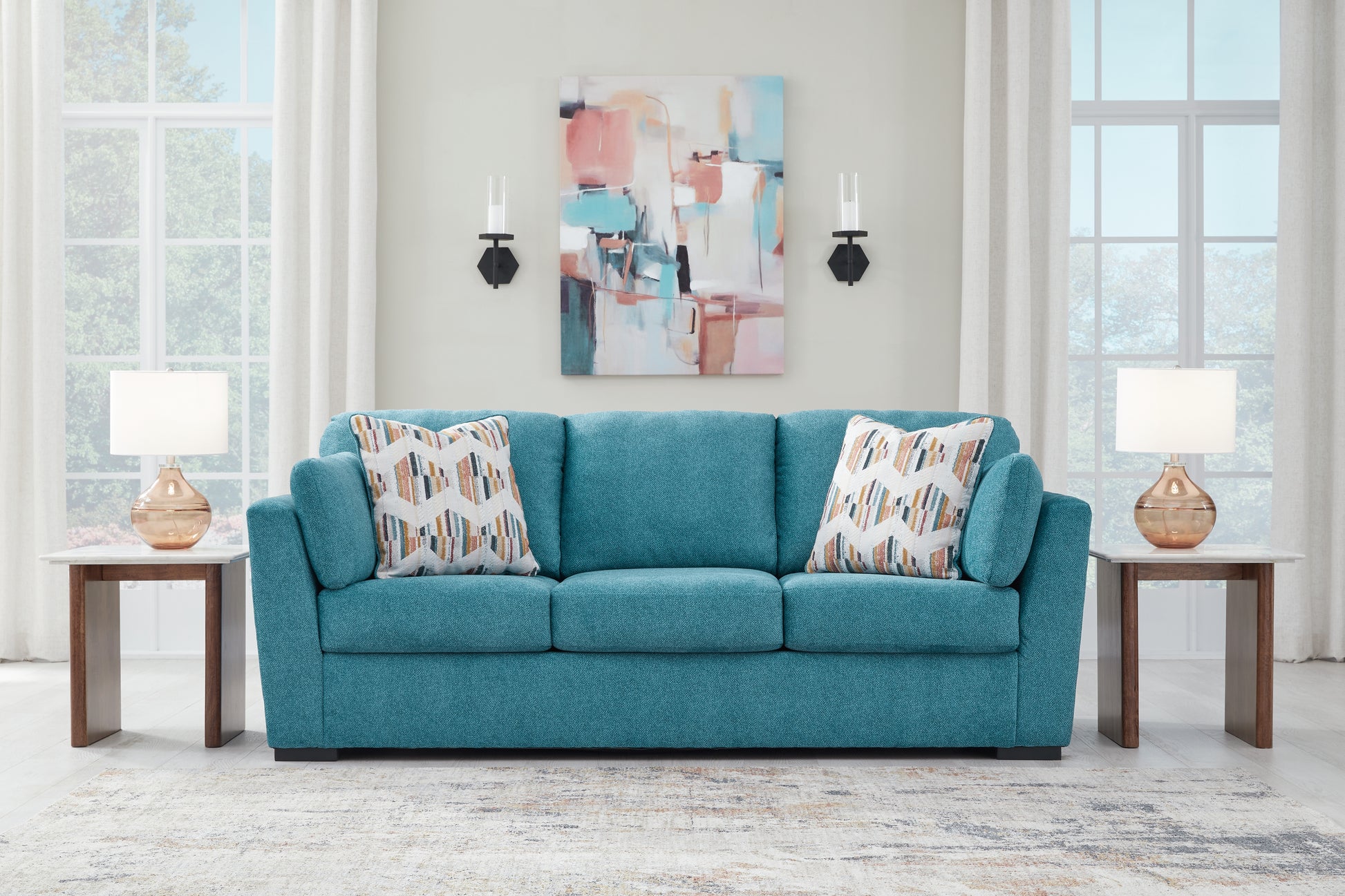 Auburndale Furniture Outlet - Ashley Furniture - Keerwick Living Room - Sofa / Teal - 6750738