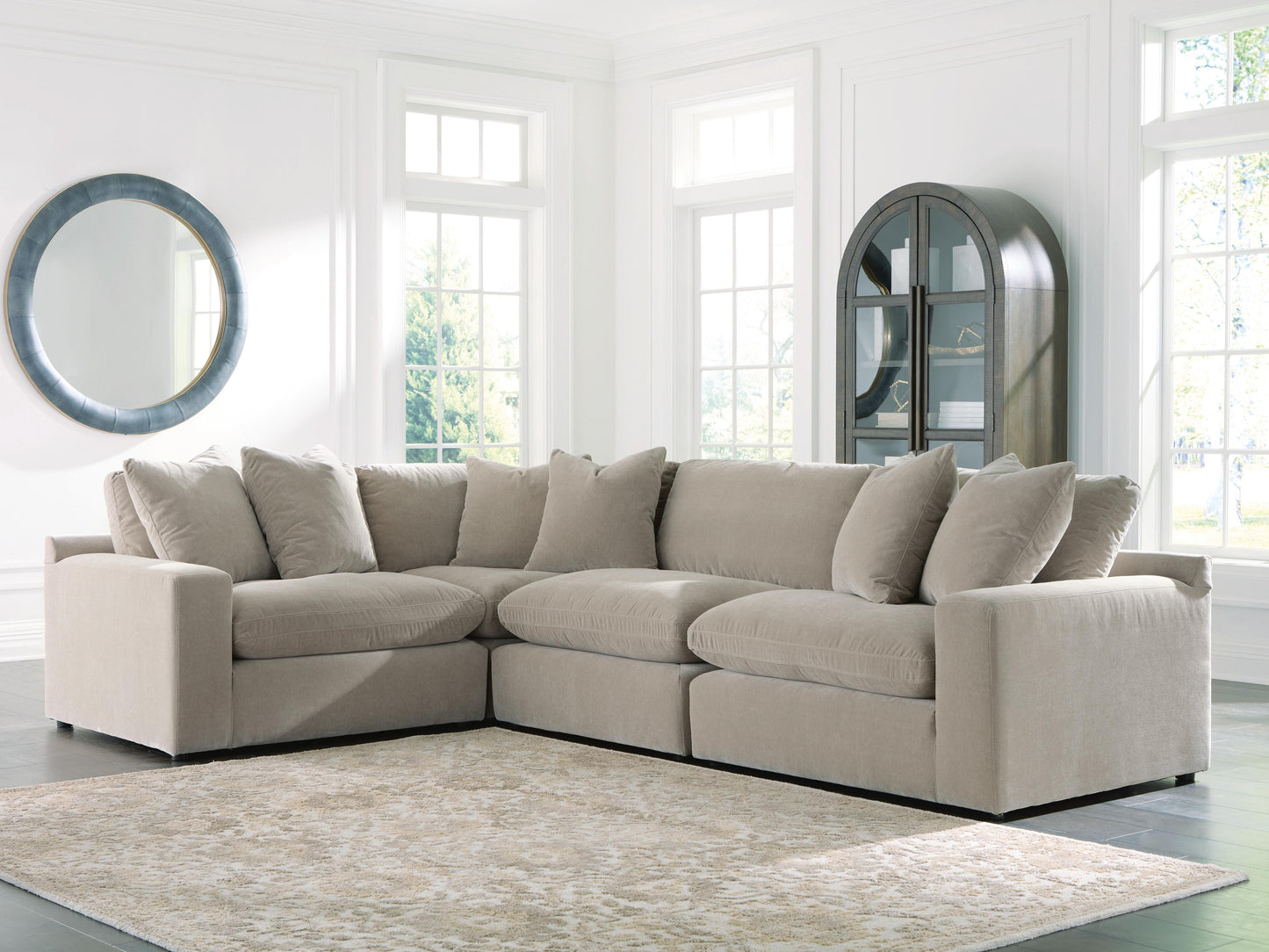 Auburndale Furniture Outlet - Ashley Furniture - Maxton Heights Sectional - RAF 4-Piece Sectional / Pebble - 67808S3